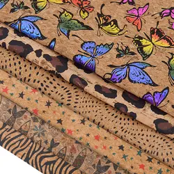 A4/A5 Multicolor Natural Color Retro Faux Leather Sheet Cork Ribbon Fabric For Handbags Handmade Floral Sewing Textured Decor