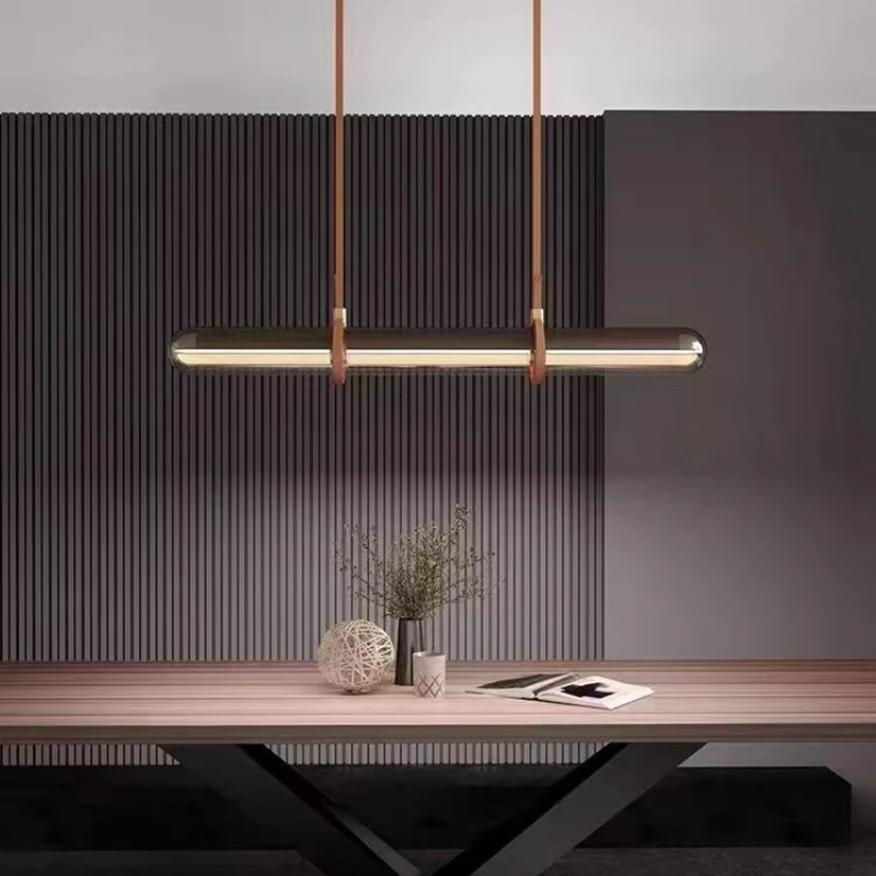 

Nordic Glass Strip LED Pendant Light for Living Dining Room Food Tables Kitchen Bedroom Chandelier Home Decor Light Fixture
