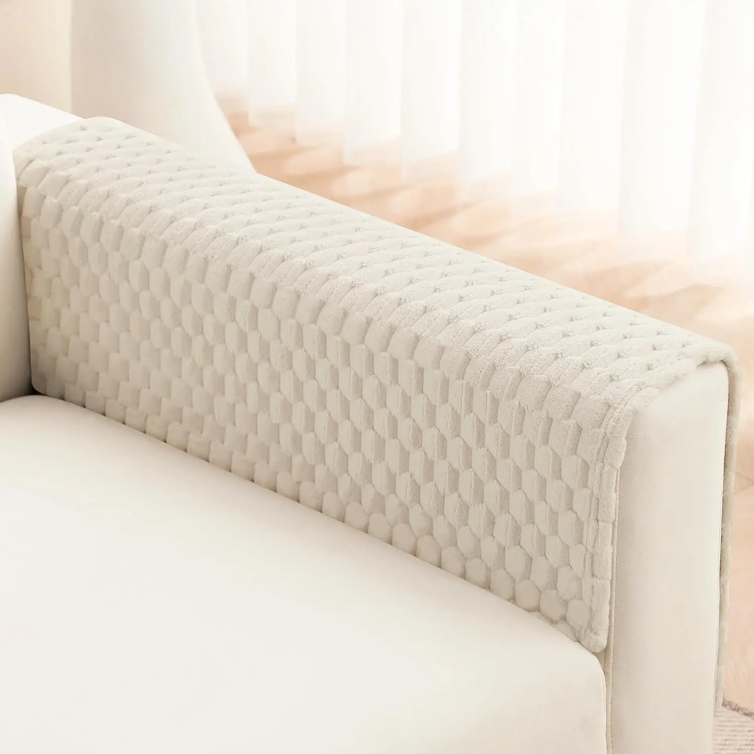 Non-Slip Armrest Covers for Sofa, Set of 2 in White (18