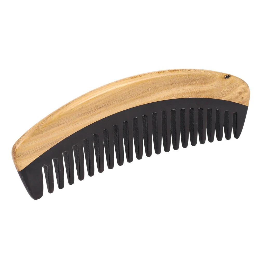 

2X Hair Comb - Wide Tooth Wooden Detangling Comb For Curly Hair - No Static Sandalwood Buffalo Horn Comb