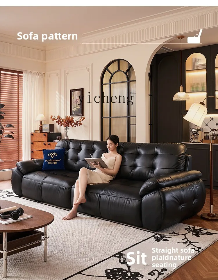 

LSL Cloud Leather Electric Sofa Bed Italian Retro Style Living Room Study Multifunctional Retractable