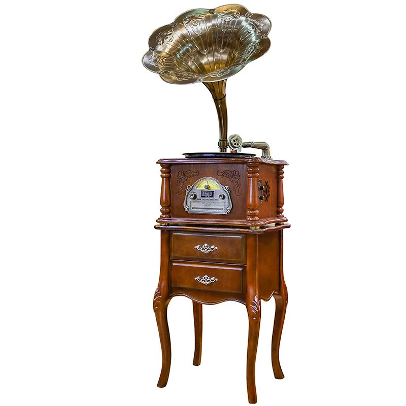 

Retro phonograph living room European vinyl record player Solid wood old antique streamer Recorder 105