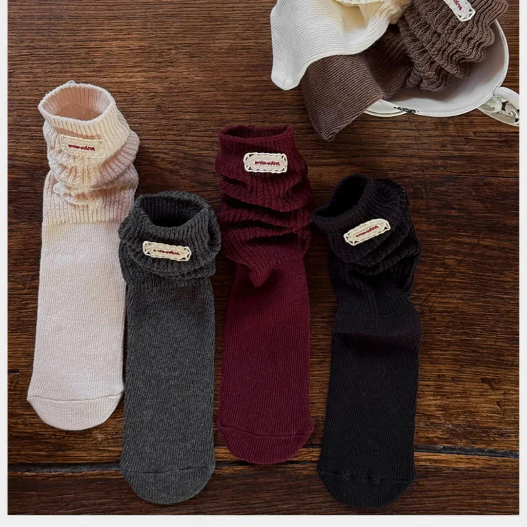 Knitted Calf Socks 40cm Over Knee Kids Socks for Girls Soft Warm Leg Warmers with Label Stocking