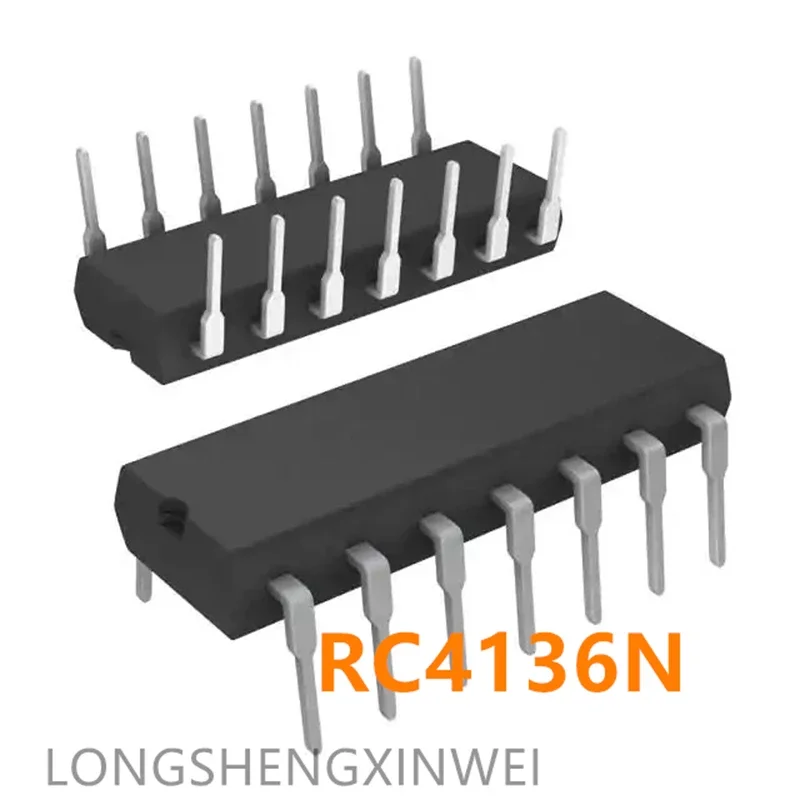 1PCS New Original RC4136N RC4136 4136N Direct DIP-14 Four-way Universal Operational Amplifier IC Spot