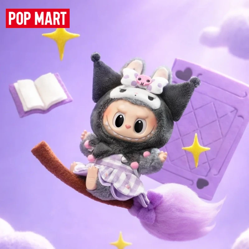

POP MART The Monsters × Sanrio Characters Series: Коллекционные виниловые плюшевые брелоки-подвески в слепых коробках, милые игрушки, подарок