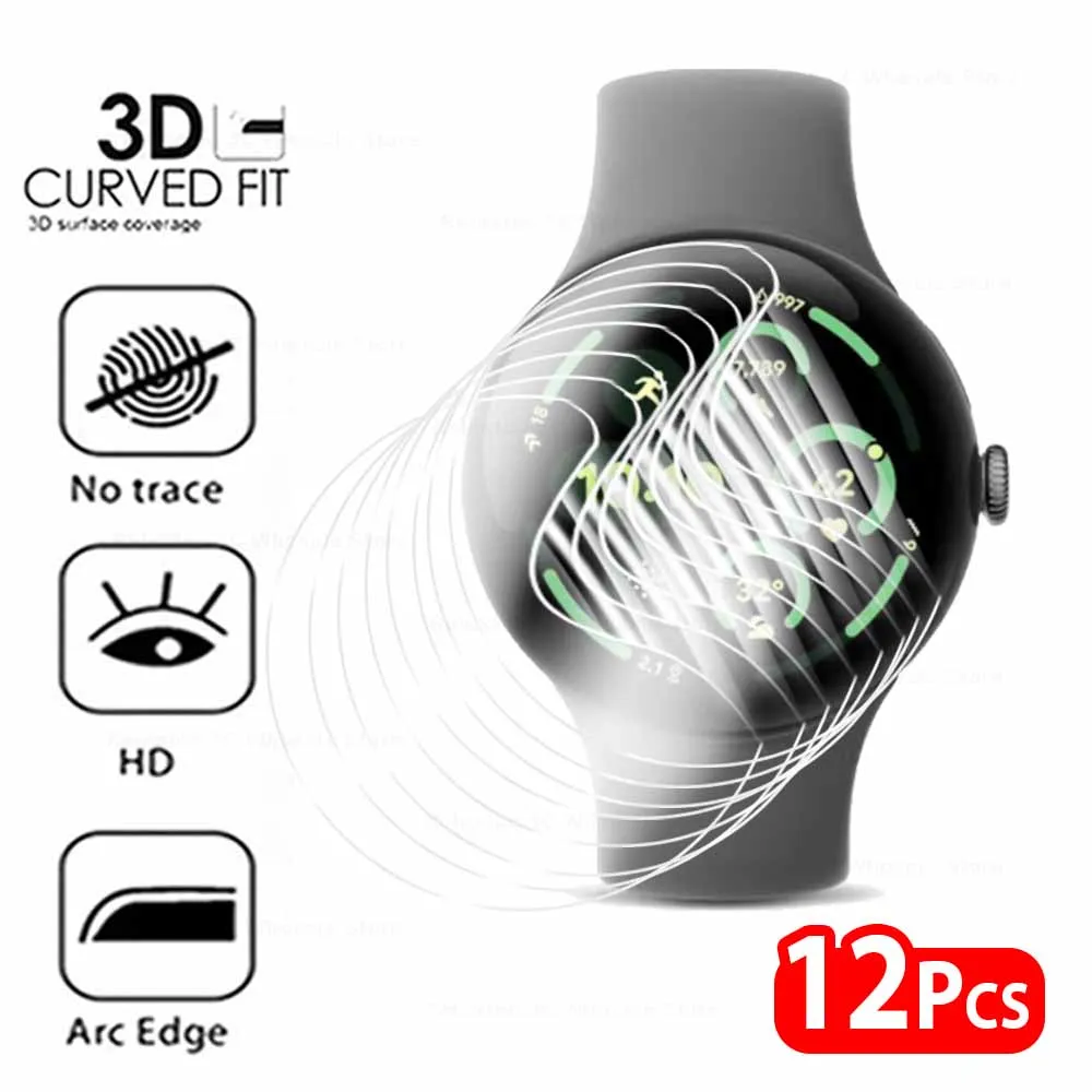 For Google Pixel Watch 3 Hydrogel Film 12Pcs Full Curved Soft Screen Protectors Not Glass PixelWatch3 Smart Watch Accessories ﻿