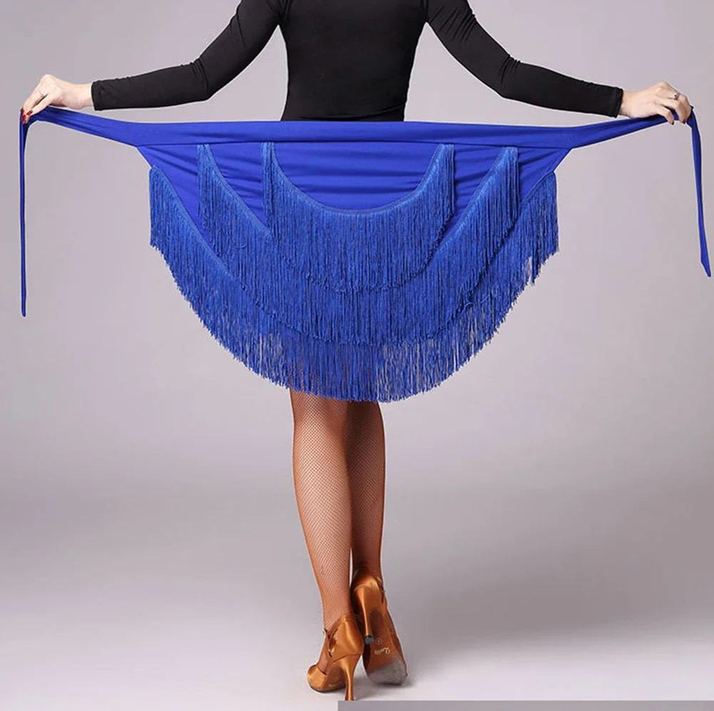 Jupe de danse latino con frange pour femmes, frange à pampilles, écharpe pour la pratique du gril, samba, tango, chacha, phtalHip