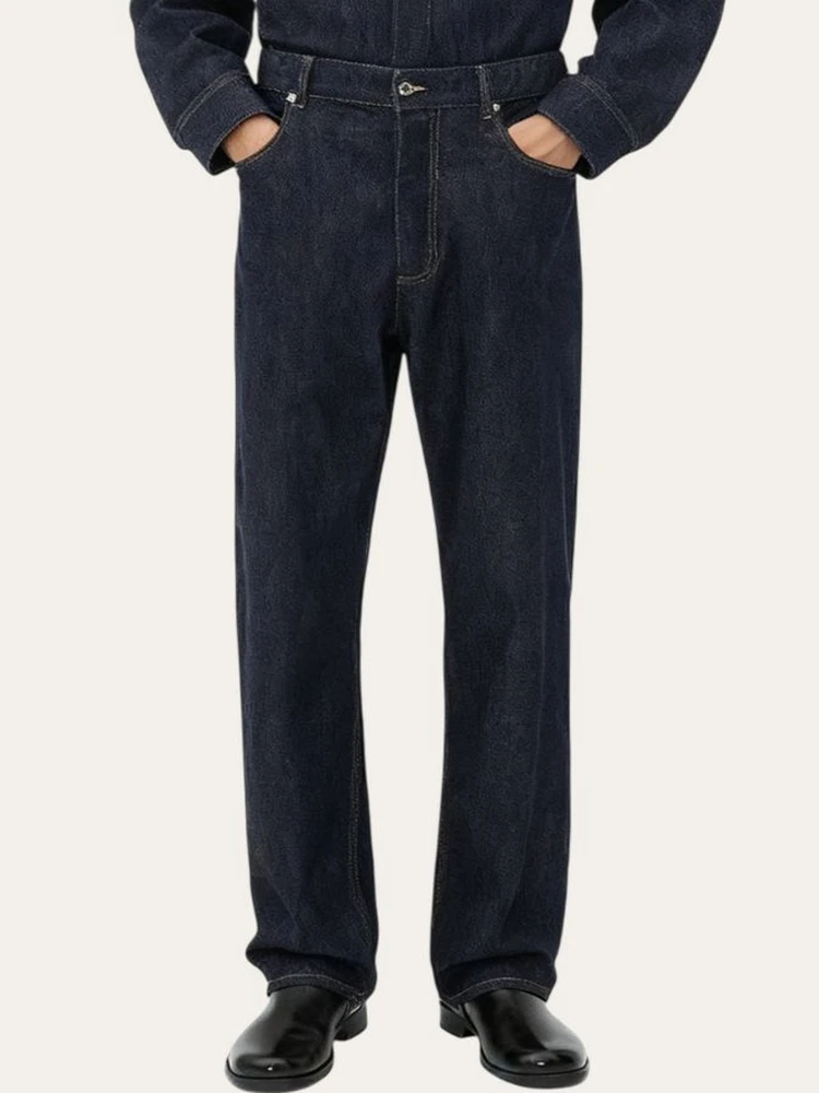 Jean en Denim polyvalent pour hommes f taille élastique jambe droite coton Lyocell printemps automne nouveau Sle décontracté Faion Ci Wear