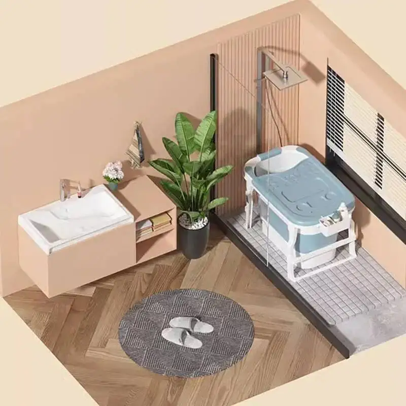 

Indoor Bathtub Adult Modern Move Blue Minimalistic Plastics Bathtub Big Luxury Home Kannettava Kylpyamme Bathroom Supplies