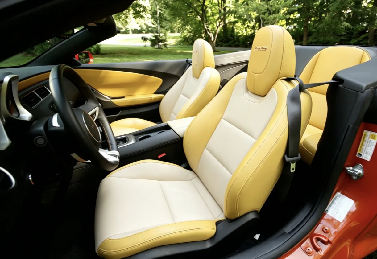 Für Chevrolet Camaro 2011~2015 Maßgefertigte Autositzbezüge Luxuriöses Nappaleder 100% Passgenau Innenausstattung 360 ° Vollständige Abdeckung – Detail 2