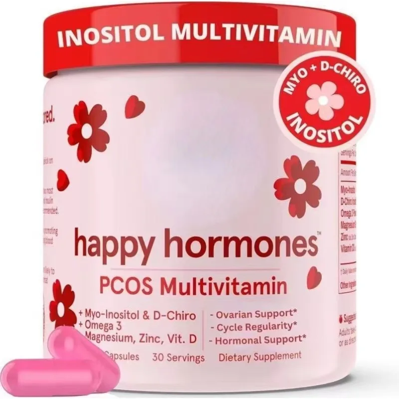 

Happy Hormones PCOS Capsules Multivitamin Hormone Balance for Women-Cycle Menopause Mood Eecess Body Hair Support Capsule