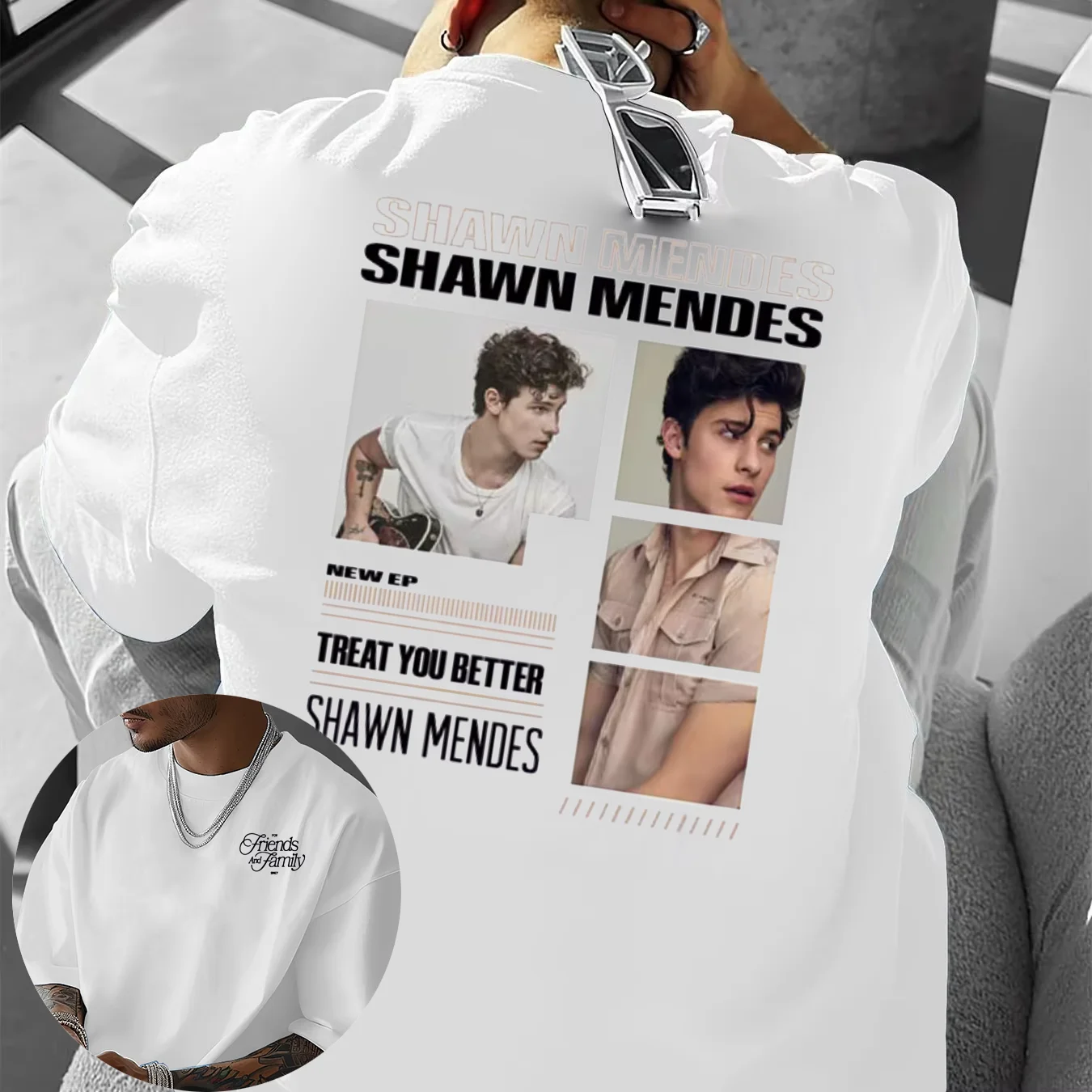 خمر شون مينديز ألبوم 2025 جولة الصيف مزدوجة الوجهين 100% القطن الخالص تي شيرت مطبوع للرجال موضة الهيب هوب موسيقى البوب Y2k