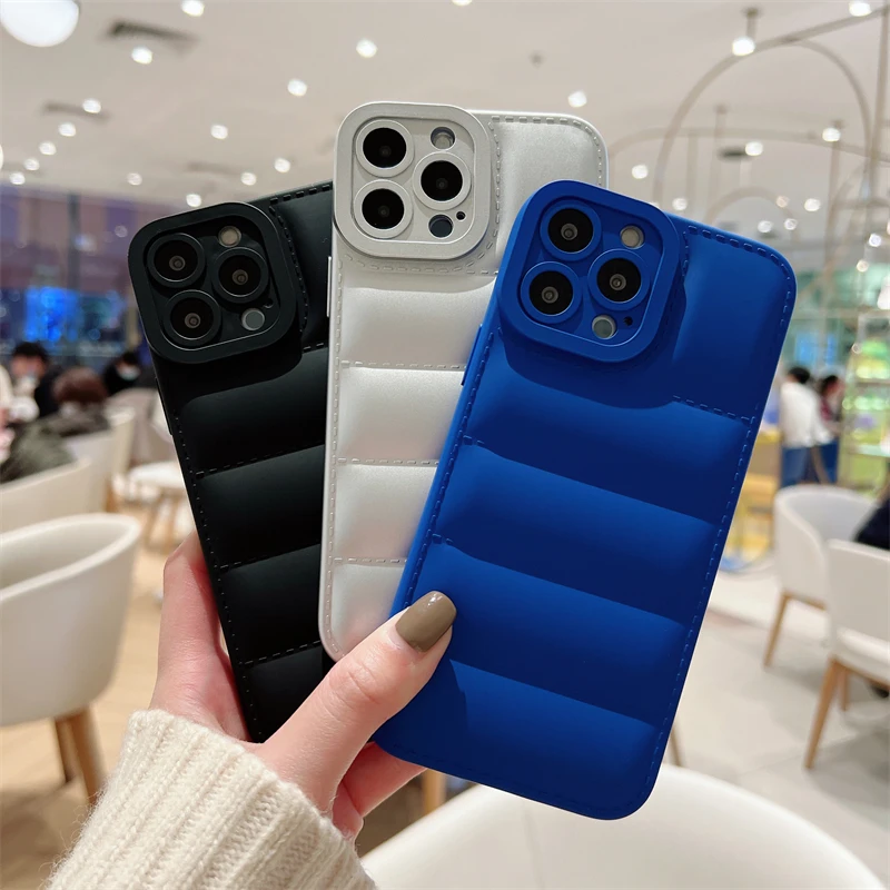 Fashion Down Jacket Liquid Silicone Case For iPhone 14 13 12 11 Pro Max X XR XS 7 8 Plus Camera Protection Shockproof Soft Cover