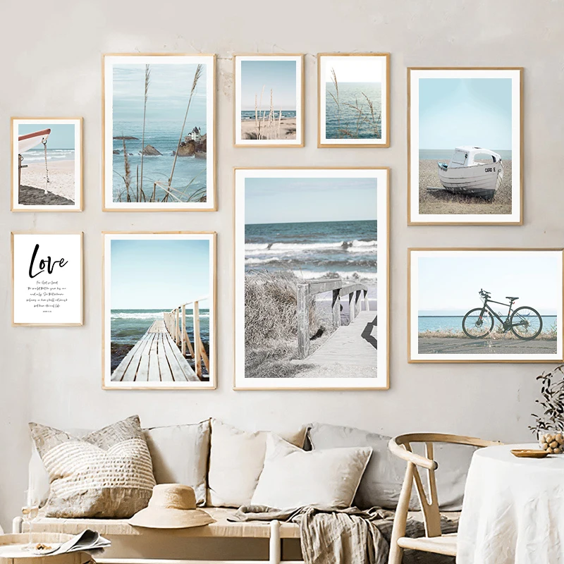 

Summer Ocean Beach Reed Natural Scenery Wall Art Canvas Paintings Nordic Posters Printed Wall Paintings Bedroom Home Decoration