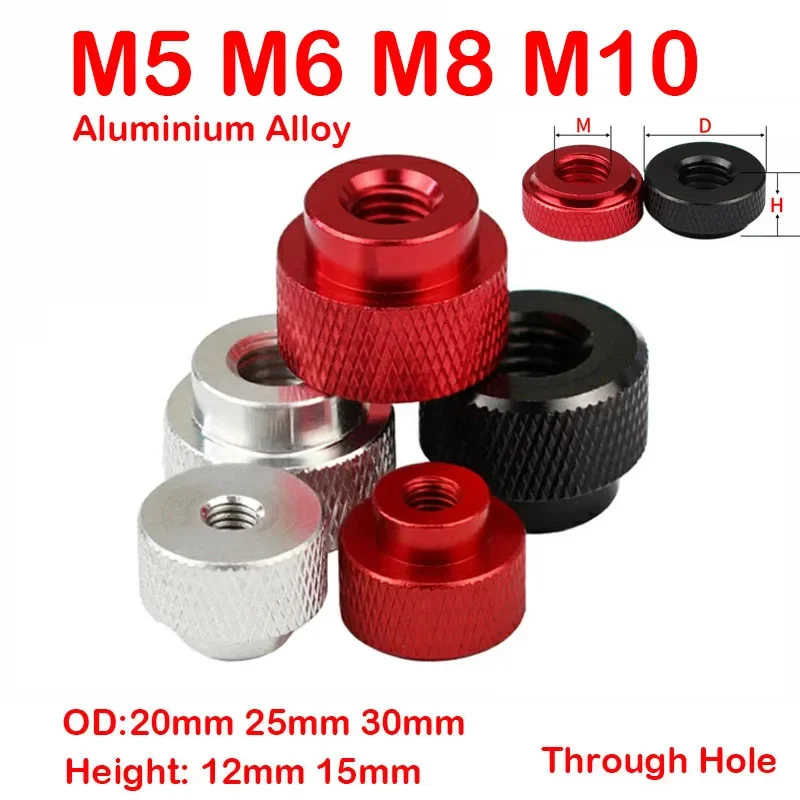 1PCS M5 M6 M8 M10*D20 D25 D30mm Aluminum Knurled Thumb Nut Through Hole Hand Step Nuts Screw