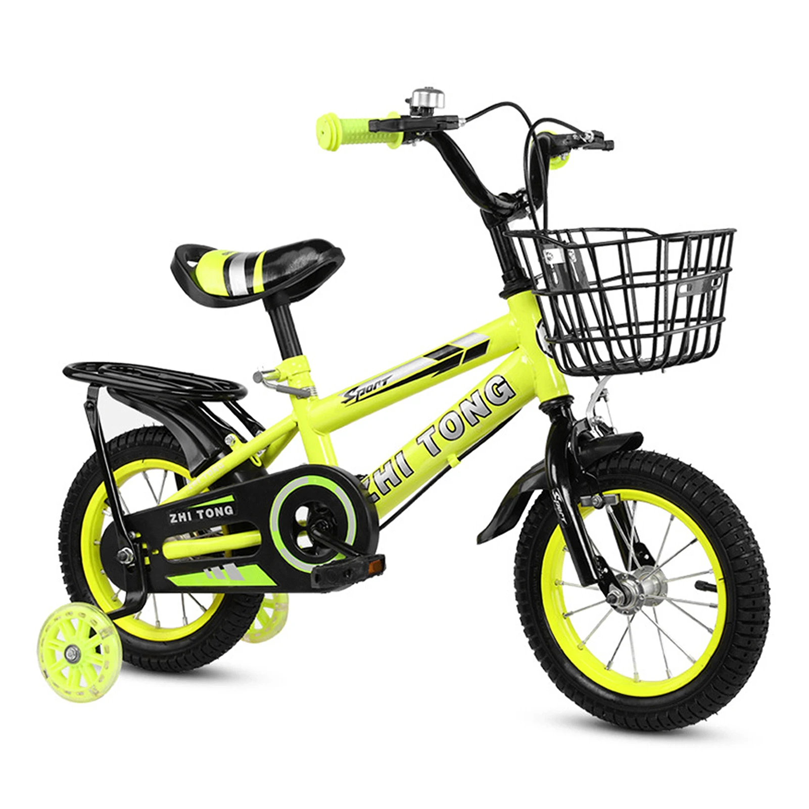 DCSYOG Vélo Enfant 16 Pouces Garçons Filles Avec Roues Stabilisatrices Et Panier - Jaune 5-8 Ans