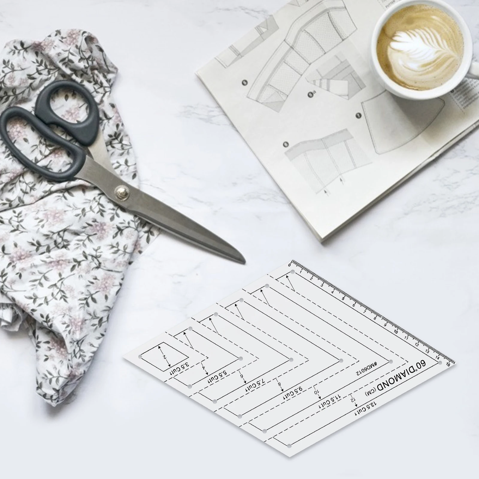 

2pcs Shatter-Proof Plastic Stitch For Fabric Clear Measuring Ruler Portable Patchwork Accessory Simple Quilting Tool Household