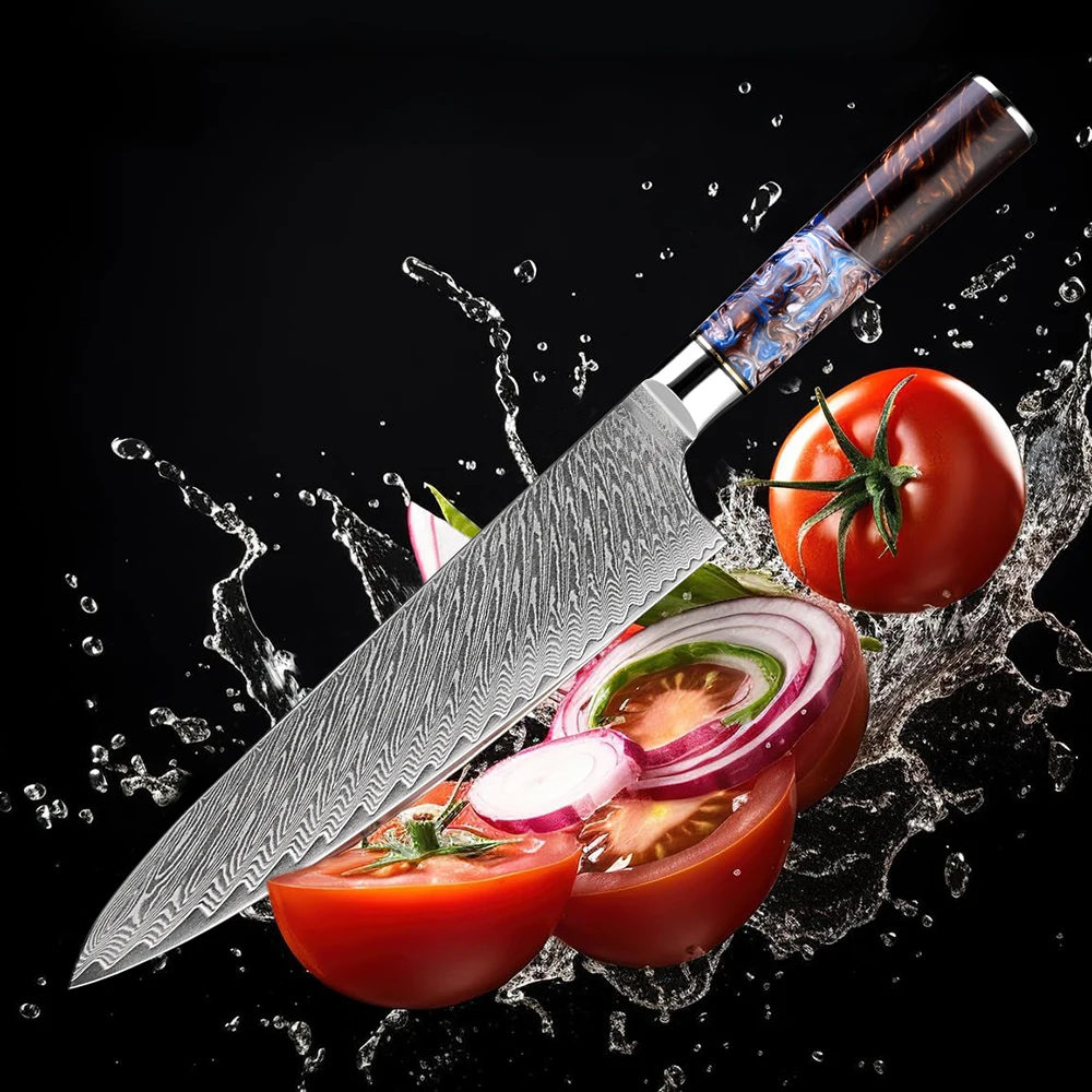 Kitchen Knives Set 1-9 PCS Sharp Chef Knife Santoku Knife Boning Knife Cooking Tools Damascus Steel Blade Cut Meat Bread Fruit