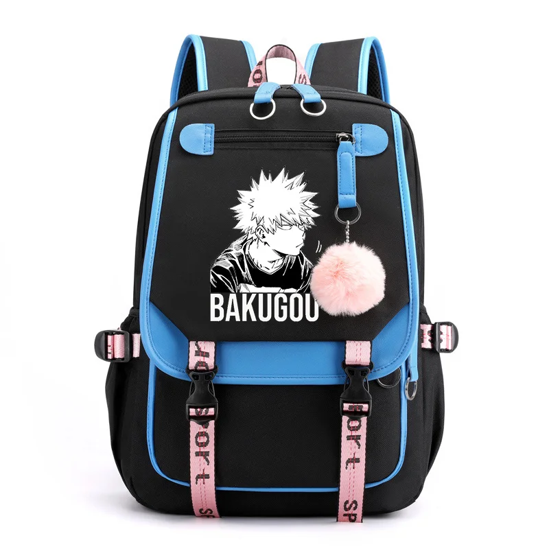 Teenager New Fashion Bakugou Katsuki Backpack Anime Street Backpack High Quality Cool USB Zipper Backpack Anime Backpacks