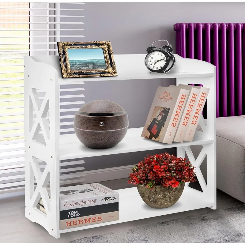 

Cici Bookcase by Natural Wood, 3 Tier Bookshelf, Small Book Shelves Freestanding Display Storage Shelves. Open Bookshelf for