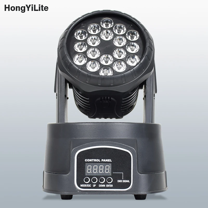 

HongYiLite Led Moving Head Light 18X3W RGB DMX Wash Spot Lamp Professional Stage DJ Lights Equipment Wedding Disco Bar