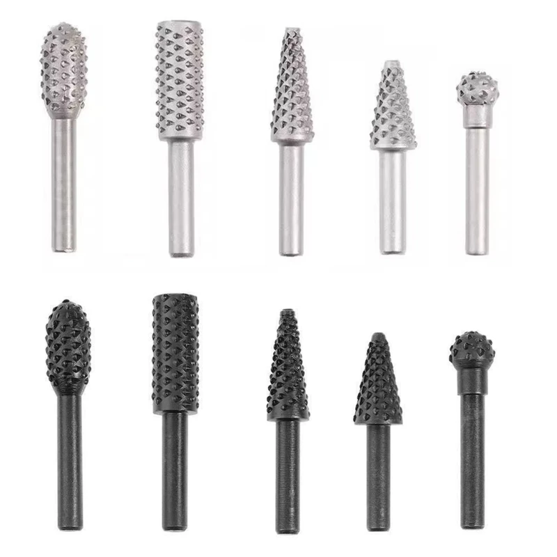 

5Pcs Carving File Rasp Drill Bit Rotary Rasp Drill Bit Set Woodworking Rotating Embossed Shaped Drill Bit