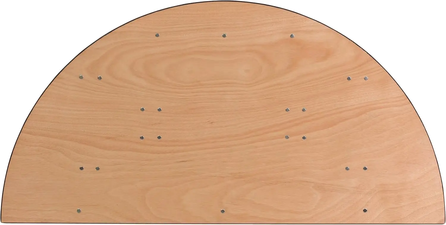 Furman 5フィート半円形折りたたみテーブル、ポータブル木製宴会テーブル、ナチュラル/ブラック