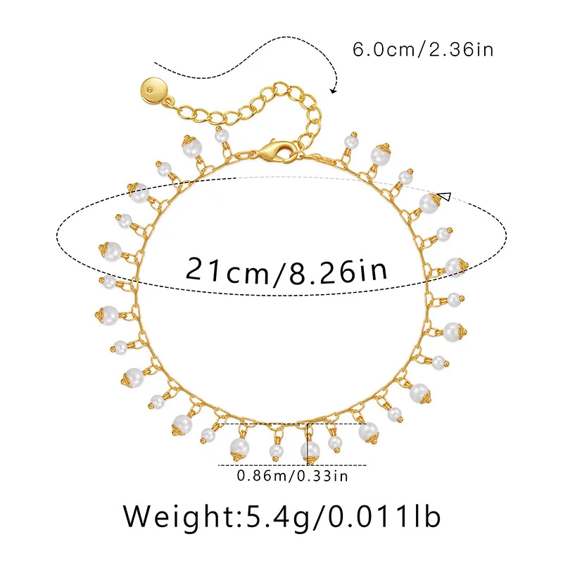 Exotic Charm ABS Pearl Pendant Women Anklet 18K Plated Genuine Gold Chain Adjustable Size Anklets Fashion Jewelry Accessories