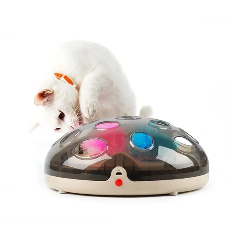 Interactive Electric Turntable Funny Toys For Cats Feather Teaser Rechargeable Maglev Bouncing Catching Kat Game Complexes