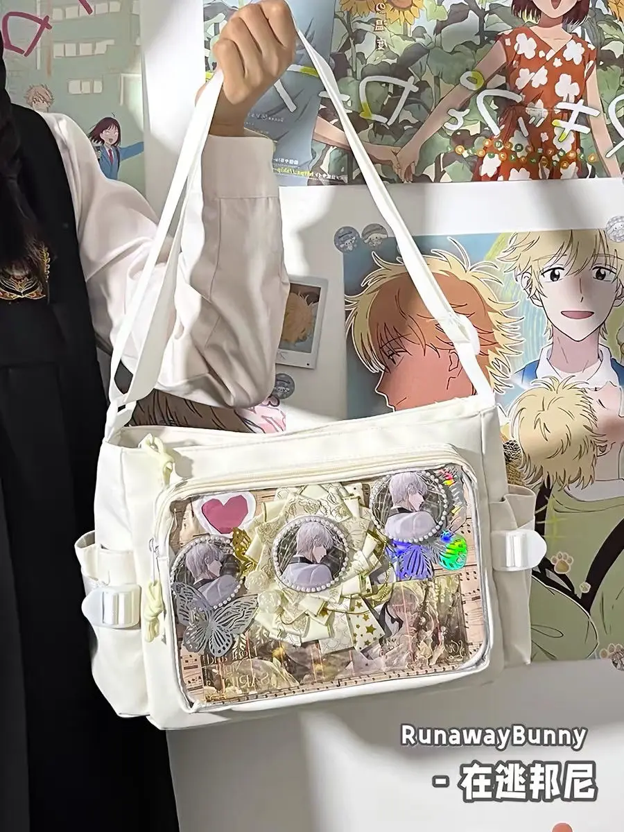 الحرم الجامعي تنوعا بسيط بلون الكتف Crossbody حقيبة ساعي البريد للفتيات Ulzzang Diy Ita حقيبة JK موحدة Y2K دمى حقيبة