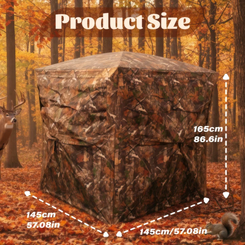 Camouflage Pop-Up Hunting Blind Easy Setup Ground Shelter Outdoor Camo Blind with Storage for Deer Turkey Duck Archery Season