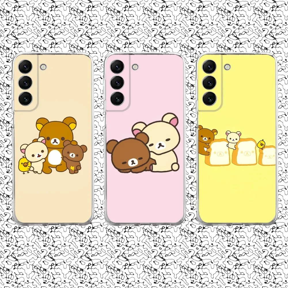 Cute R-Rilakkumas Bear Phone Case Silicone For Samsung S30,S23,21,22,20 Ultra,S20 FE lite,S10,9,PIus Note20ultra Cover Clear