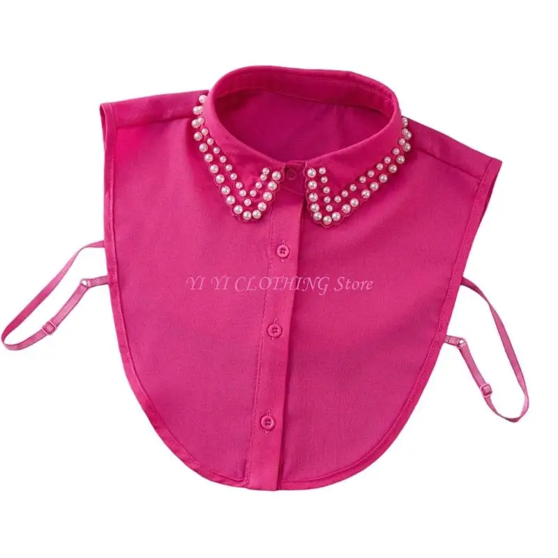 n5kf-ハーフシャツ-ブラウスポリエステルの取り外し可能なパール襟で頻繁に使用できるメンテナンス用