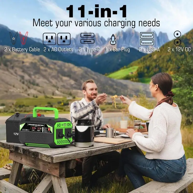 

Inverters For Vehicles 300W Car Inverter DC 12V To 220V/110V AC Digital Display Plug Outlet With 4 USB Ports Fast Charging Auto