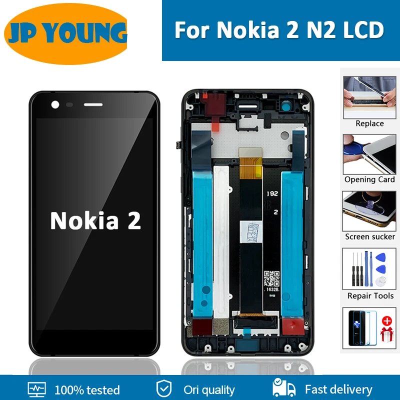 

5.0"Original LCD For Nokia 2 LCD TA-1007 TA-1029 Display Touch Screen Digitizer Assembly With Frame For NOKIA N2 TA-1023 Display