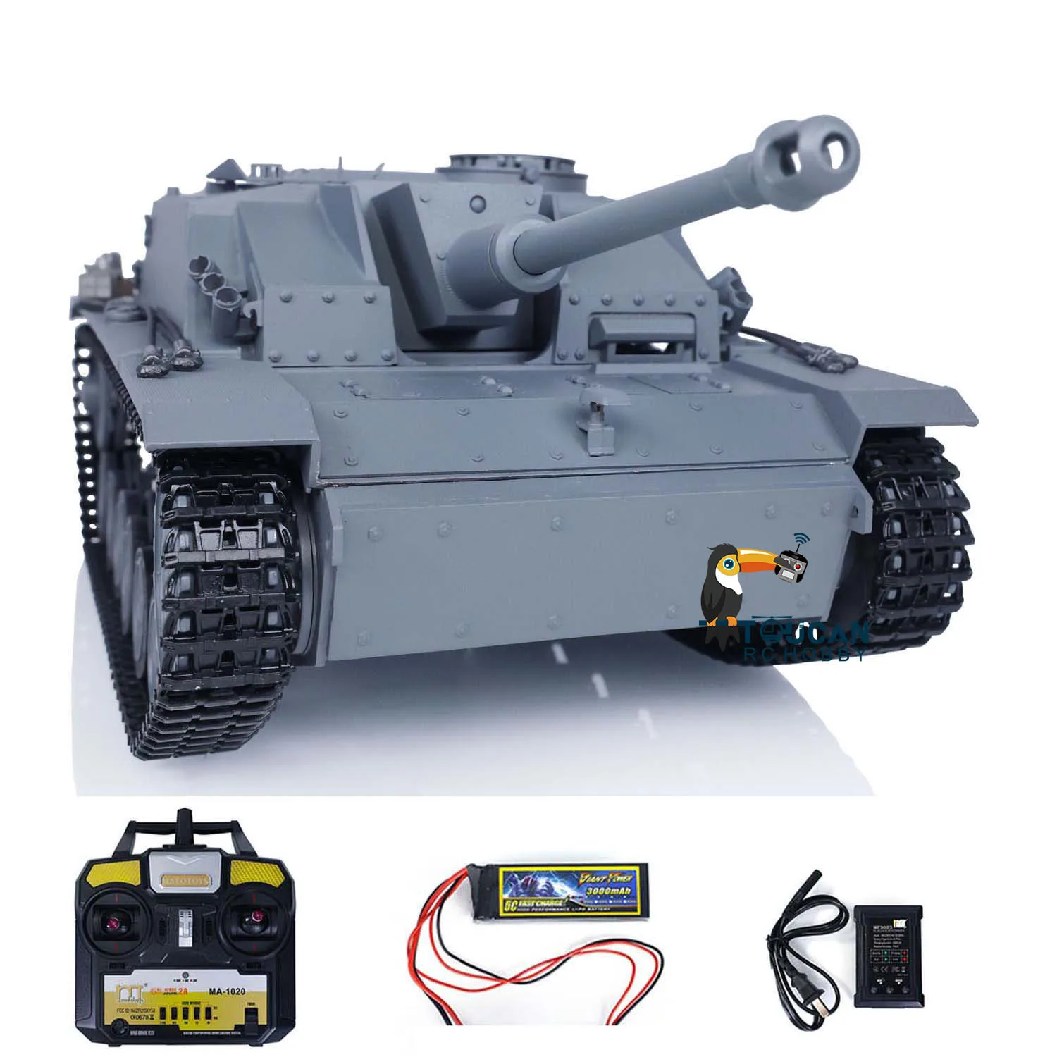 

Metal Mato 1/16 Stug III RC Tank Infrared Barrel Recoil Grey Color 1226 KIT RTR Model TH00669