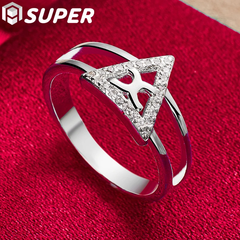 خاتم مثلث من الفضة الإسترليني عيار 925 للرجال، مجوهرات ساحرة لحفلات الزفاف والخطوبة