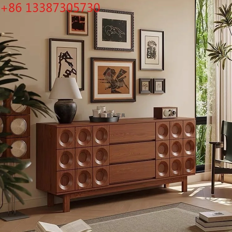 

Буфет в средневековом стиле из массива самшита с интегрированным хранением, пристенный чайный шкаф для прихожей, гостиной, домашнего использования