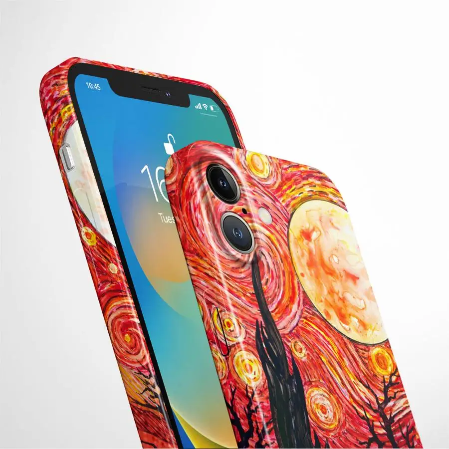 Van Gogh Painted Art Starry Night Hard Phone Cover Case for iPhone 14 X 16 Pro Max 17 Air XR 15 Plus 11 12 13