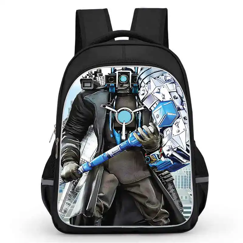 

Nylon Skibidi Toilet Backpack Cartoon School Bags For Boys with Titans Camera Man Prints ,Double Large Zipper Pocket Book bags