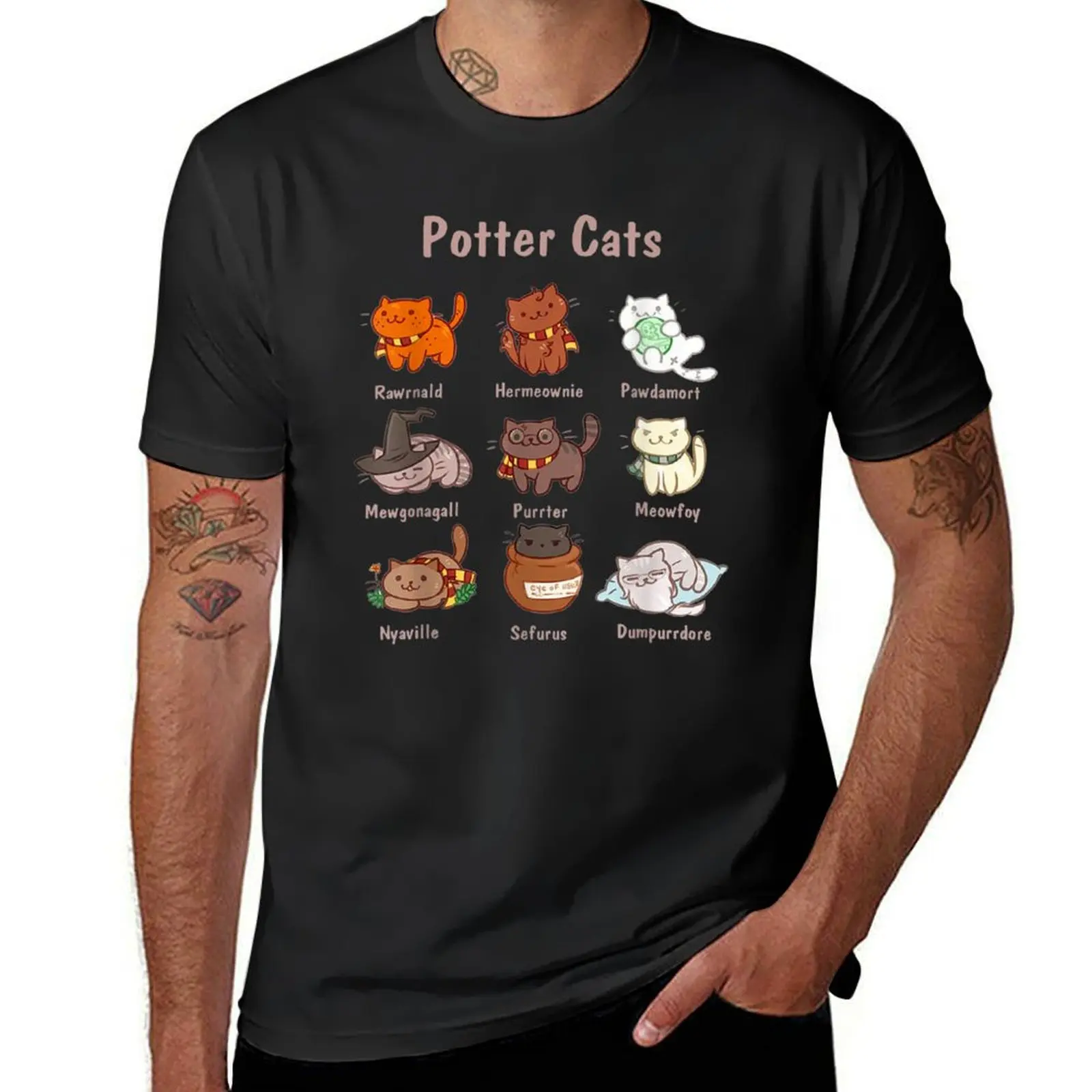 Potter Cats T-Shirt vintage new edition korean fashion customs design your own oversized t shirt men