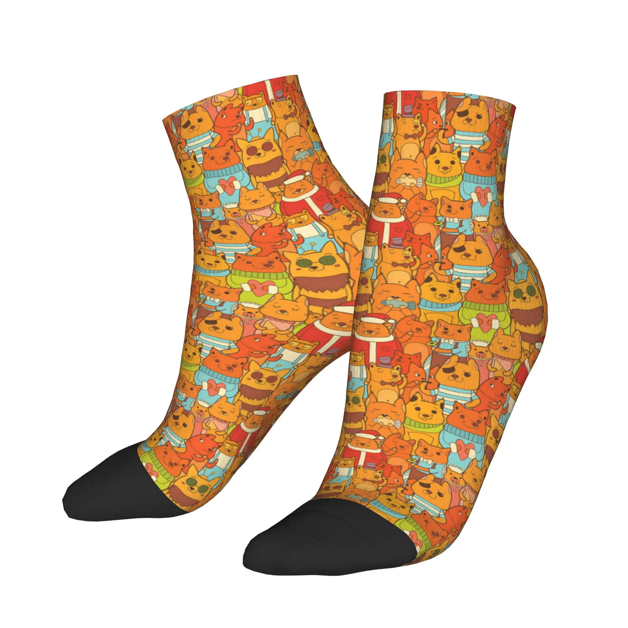 

Colorful Animal Cartoon With Funny Foxes Ankle Socks Graphic Korean Casual Socks Autumn Anti Skid Sock For Women Men