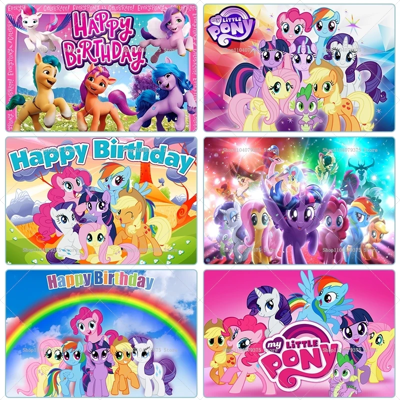 Disney Rainbow Unicorn Theme Photography Background My Little Pony Birthday Party Supplies Girl Gift Photo Booth Decoration