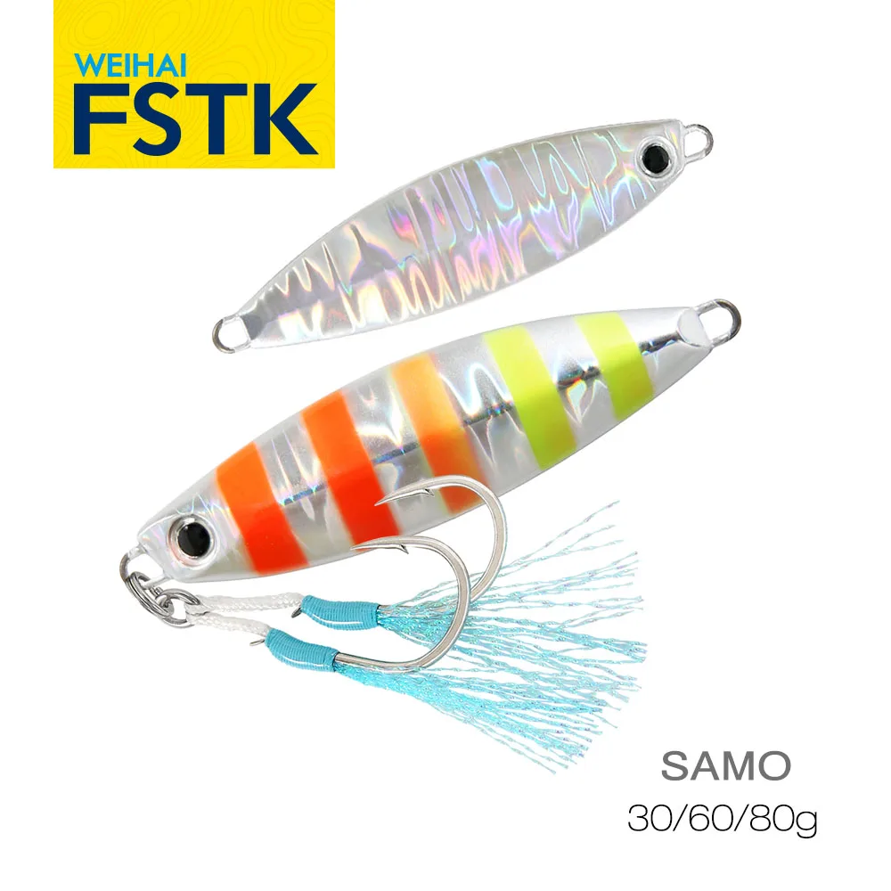 FSTK Shore Metal Jig Spoon Lure  Slow Blattt Jigging Sea Boat 30G 60G 80G Artificial Bait una Bass Jig seaBass Fishing Tackle