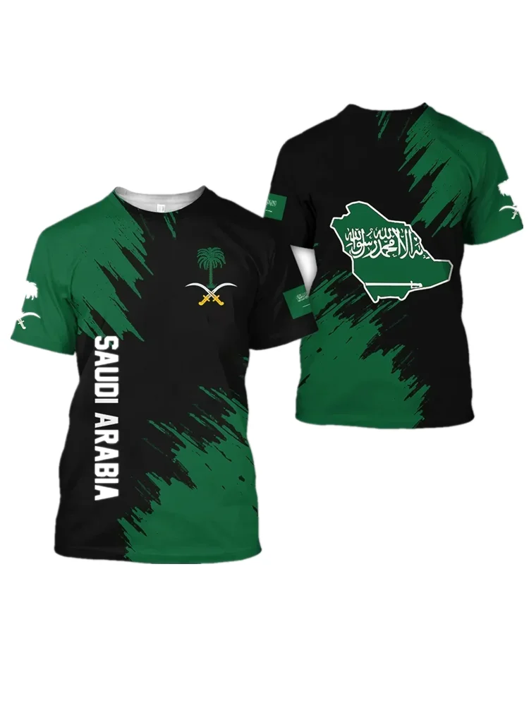 المملكة العربية السعودية العربية السعودية الشرق الأوسط نمط ثلاثية الأبعاد مطبوعة البوليستر تي شيرت الصيف جولة الرقبة الرجال الإناث رداء علوي غير رسمي