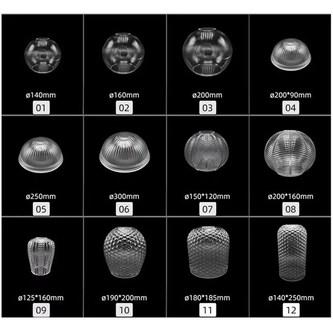 Paralume in vetro trasparente a forma speciale grande Ciotola con apertura da 42 mm Tazza da vino Zucca Sostituzione paralume trasparente irregolare E26 E27