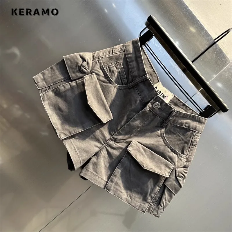 Pantaloncini da donna Hotsweet 2000S Y2K Gyaru a vita alta con tubino Cyber Denim Street Kpop Style Casual Tasche sexy Pantaloncini slim fit