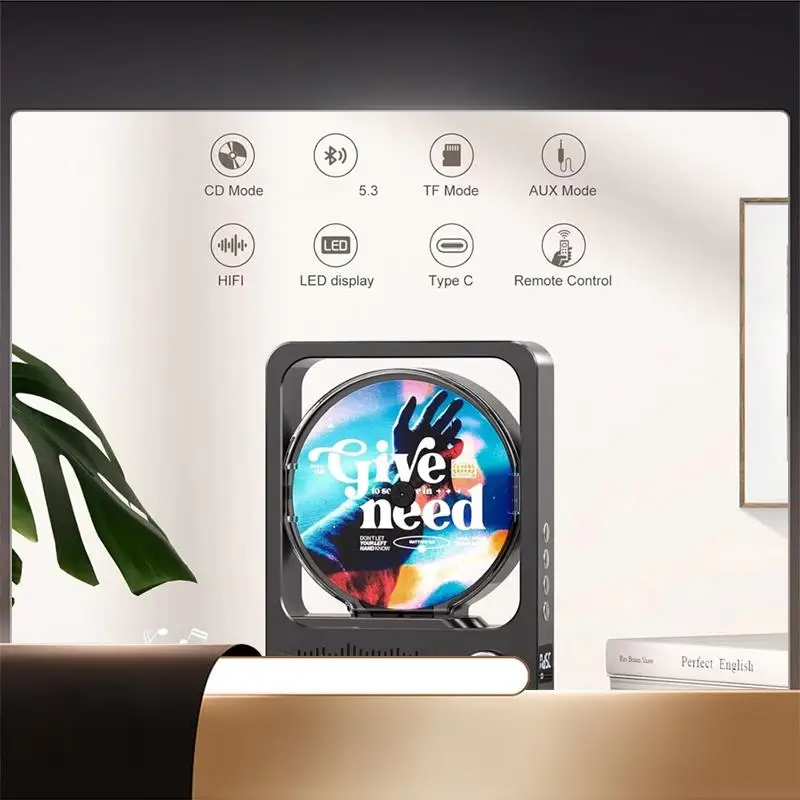 

Портативный Bluetooth CD-плеер и динамик со стереозвуком Hi-Fi, пультом дистанционного управления, светодиодным дисплеем для домашней музыкальной системы-X64A