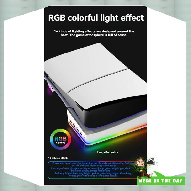 

24-Hour Delivery For PS5 Slim/Pro Stand With Light Modes 4 USB Hubs Enhanced Storage & Display White