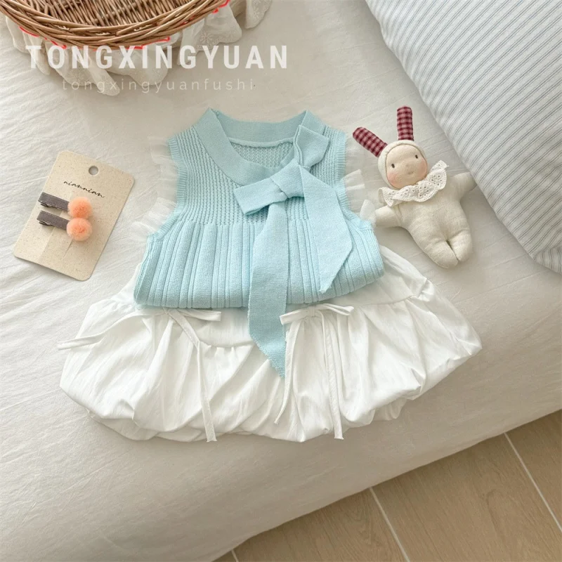 

Baby Girl Vest and Skirt Set Summer New Children's Summer Outfit Girl's Two-Piece Set